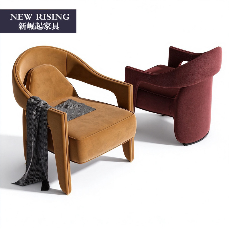 Italian-Style Light Luxury Single Sofa Chair Hotel Clubhouse Model Room Leisure Sofa Booth Sales Office Business Chair