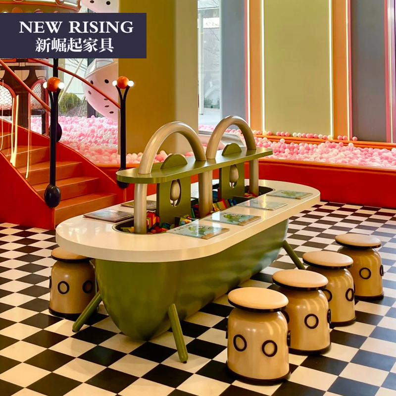 4:30 Learning Center Children's Reading Area Tables and Chairs, Mezzanine Children's Play Building Blocks Table, Early Education Center Craft Tables and Stools
