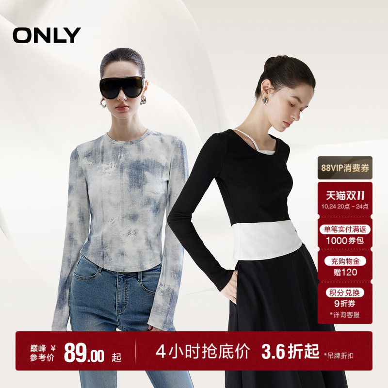 [Hot-Selling Tops and T-Shirts Collection] Only2025 Autumn and Winter New French Classic Slim-Fitting High-Neck Tops and T-Shirts