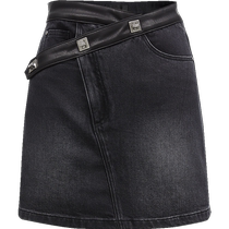 ONLY2024 new summer style asymmetrical stitching A-line high-waisted culottes shorts jeans women) 124243038
