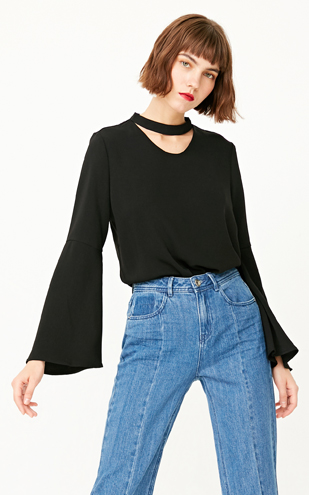 [Spike] CHỈ mùa thu mới ngọt ngào tay áo raglan tay áo nữ | 117105513 sơ mi voan