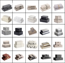 Simple style modern gray beige high-end leather jewelry box model living room bedroom wall cabinet decoration ornaments