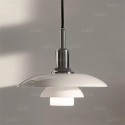 Danish P H3 Restaurant Chandelier Nordic Mid-Century Designer High-End White Jade Glass Flying Saucer Lamp Bedroom Bedside Lamp