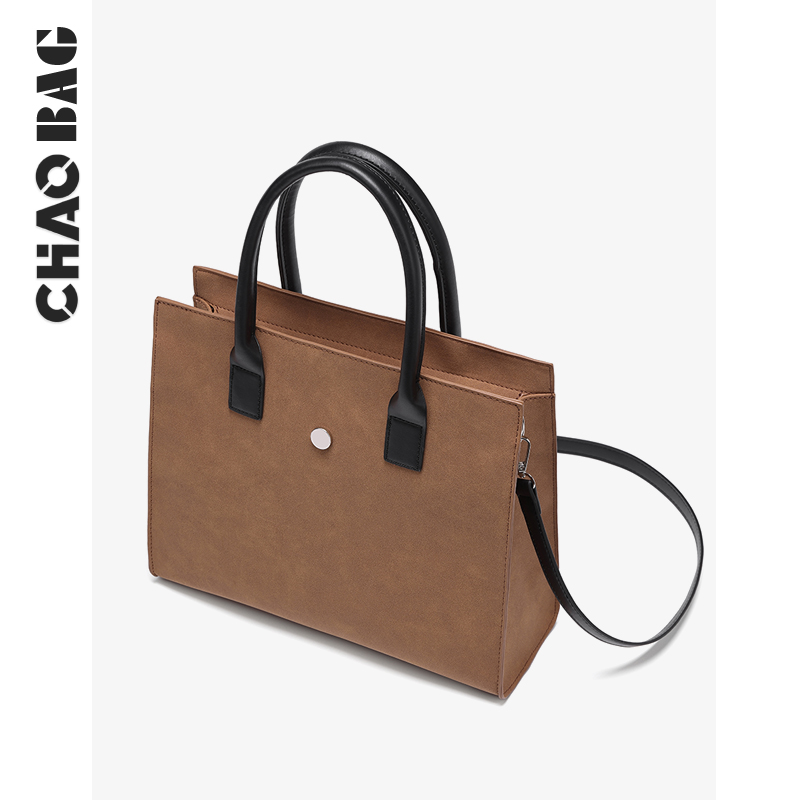 Trendy play bag Original niche bag men's frosted faux suede caramel brown handbag high-quality messenger bag