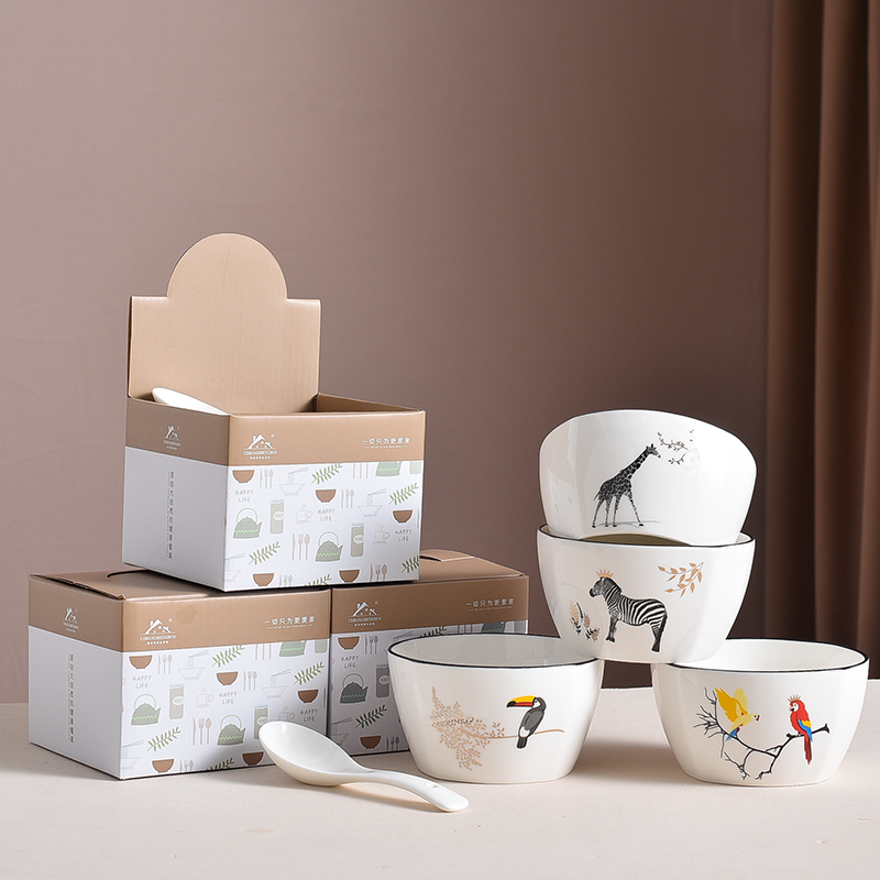 Han Style Square Bowl Spoon Gift Box Sets Cutlery Wedding Celebration Return Courtesy Corporate Welfare Activities Gift Custom Indigo Logo