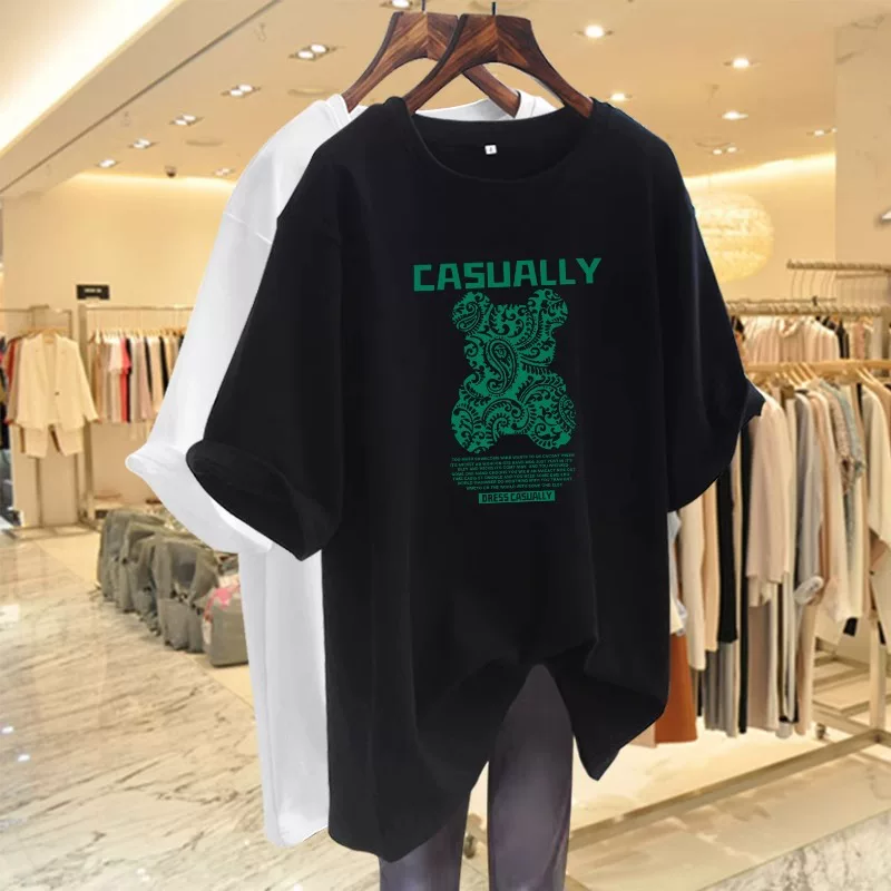 Хлопковая футболка в стиле ретро с круглым воротом, зелёная, летняя, oversize, средняя длина, размер