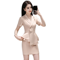 Summer High-end Professional Dress Suit Woman Temperament Workplace Short Sleeve Suit Jacket Skirt Hotel Manager Beautician workwear