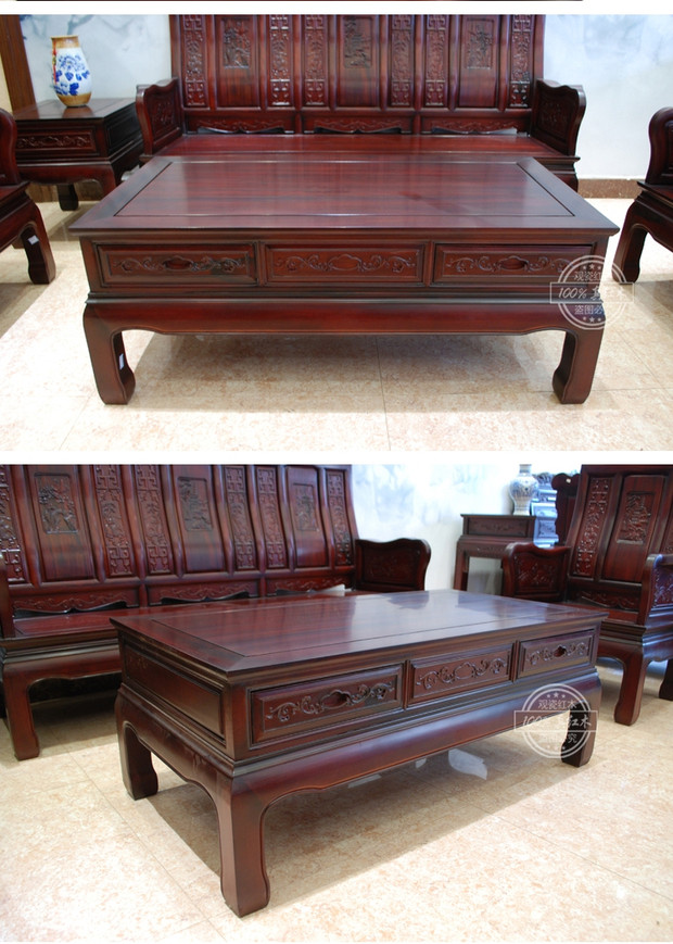 Nội thất Trung Quốc kết hợp sofa gỗ gụ gỗ hồng mộc phòng khách đồ gỗ Nam Mỹ phong cảnh gỗ hồng mộc Wanzi Wang hộ gia đình nhỏ - Bộ đồ nội thất giường ngủ đẹp