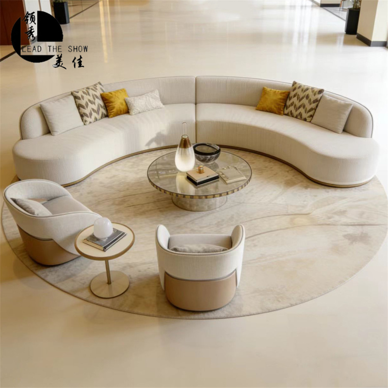 Hotel Lobby Semi-Circular Shaped Sofa Rest Area Reception Office Business Meeting and Negotiation Area Beauty Salon