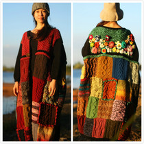 Sky Dome ~ Qianai Forest design sense wool flower double-sided cardigan jacket windbreaker robe