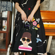 Little lady ~ original design sense loose hand - made hand - flower personalized single shoulder handbag