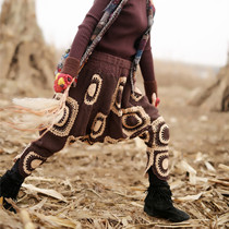 The new retro - spring - summer new vintage clamping personality asymmetric cotton crotch pants casual pants