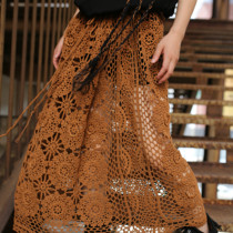 Pianpian ~ Qianai original forest literature and art fan retro pure handmade three-dimensional flowers cotton loose half-length skirt