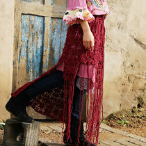 Luo Chen ~ mix and match design sense multi-purpose irregular handmade cotton crochet half skirt shawl