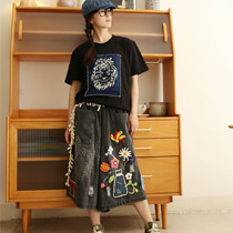 Lion King~design relaxed and pure hand embroidered short sleeve T shirt coat