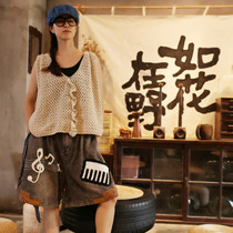 Symphony ~ Original design loose jeans pure hand piano shorts