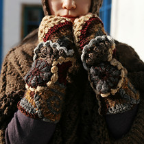 Autumn wind and falling flowers ~ Qianai original design sense irregular wool hook gloves