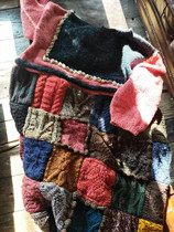 Lixia ~ Original design sense loose color grandmother block wool jumpsuit retro sense