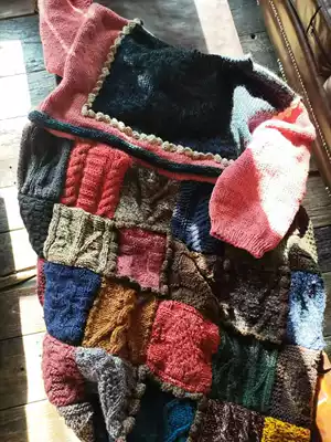 Lixia ~ Original design sense loose color grandmother block wool dress retro sense