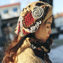 Floating Light ~ Qianai Forest Original Art Fan Retro Pure Handmade Crochet Autumn and Winter Wool Bailey Hat Hair Accessories