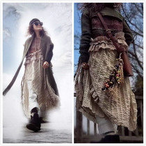 Freedom~Qianai Original Literature and Art Fan Retro Pure Hand Stitching Irregular Beggar Homeless Womens Dress