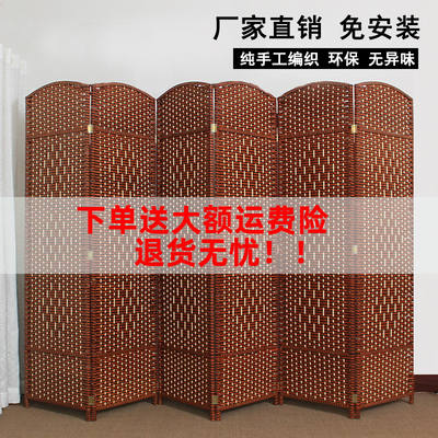 Chinese-style solid wood screen partition for living room, simple and modern folding and mobile bedroom, folding screen for hotel simple background decoration