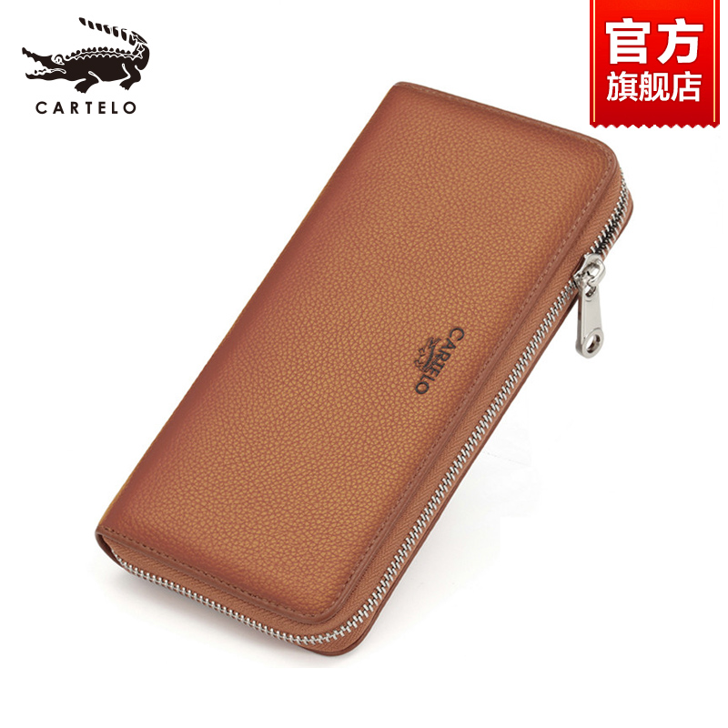 Caravan Crocodile wallet Male genuine leather Long version Laced Bracelet Handbag Hands grab Baotou Layer Bull Leather Business Money Clip