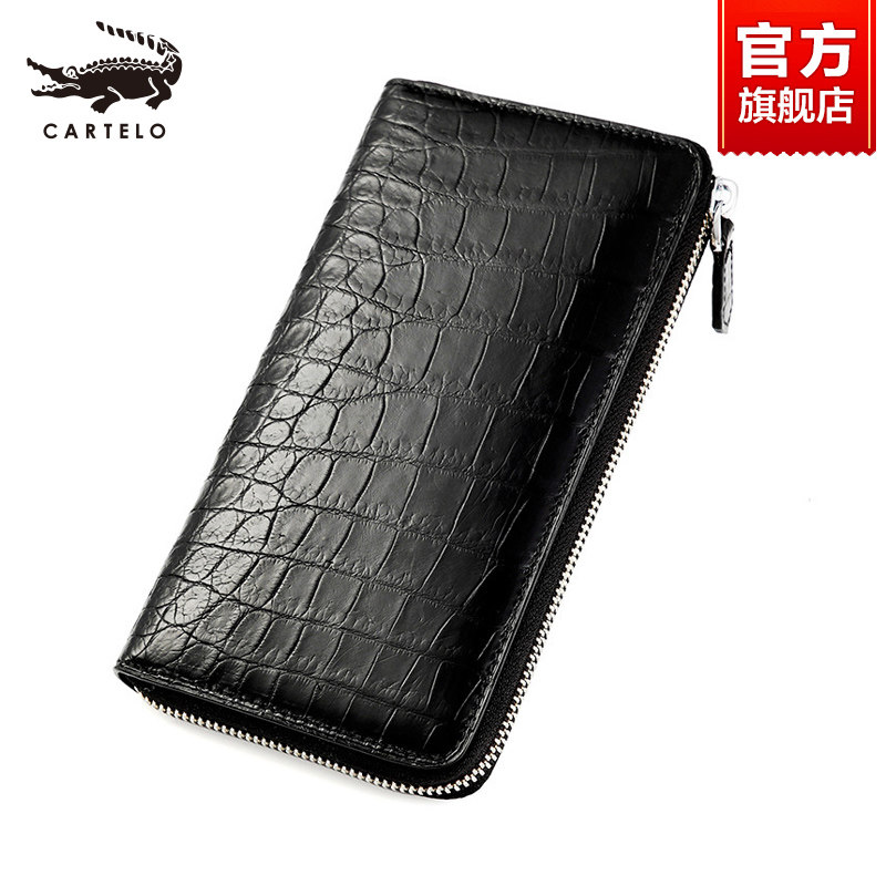Caravan Crocodile Men's wallet genuine leather Long version Laced Hands Grab Bag Avocado Leather Hand Grab Bag Money Clips Youth Handbags