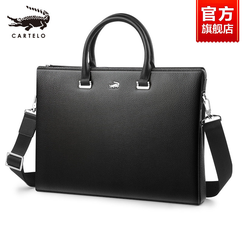 Crocodile Men's Handbag Leather Shoulder Messenger Bag Hand Hold Horizontal Bag Business Leather Casual Briefcase Men