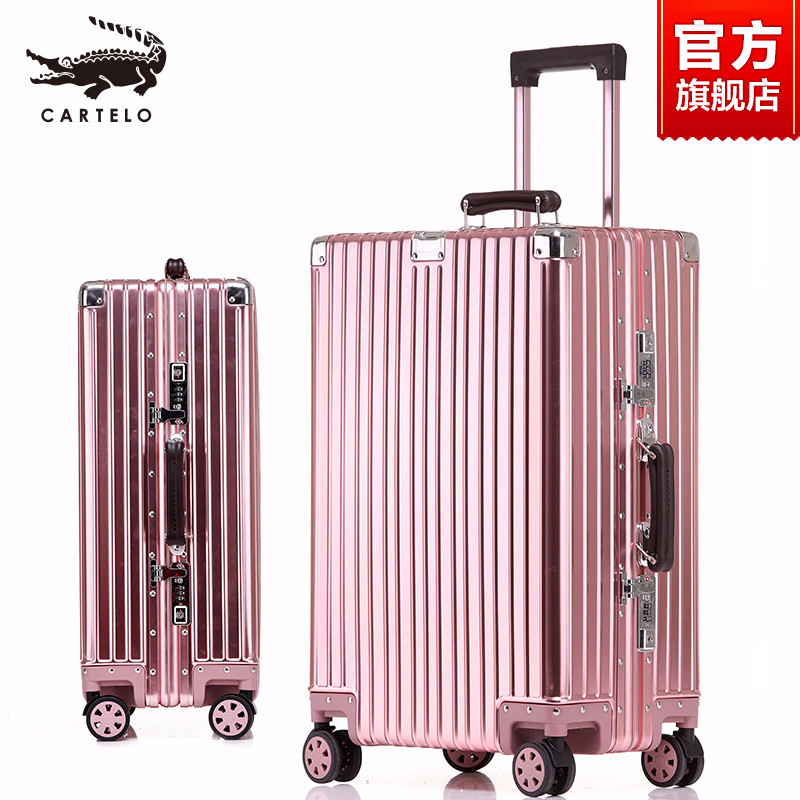 Cartier crocodile all-aluminum-magnesium alloy trolley case male and female suitcase universal wheel metal 20-inch boarding suitcase