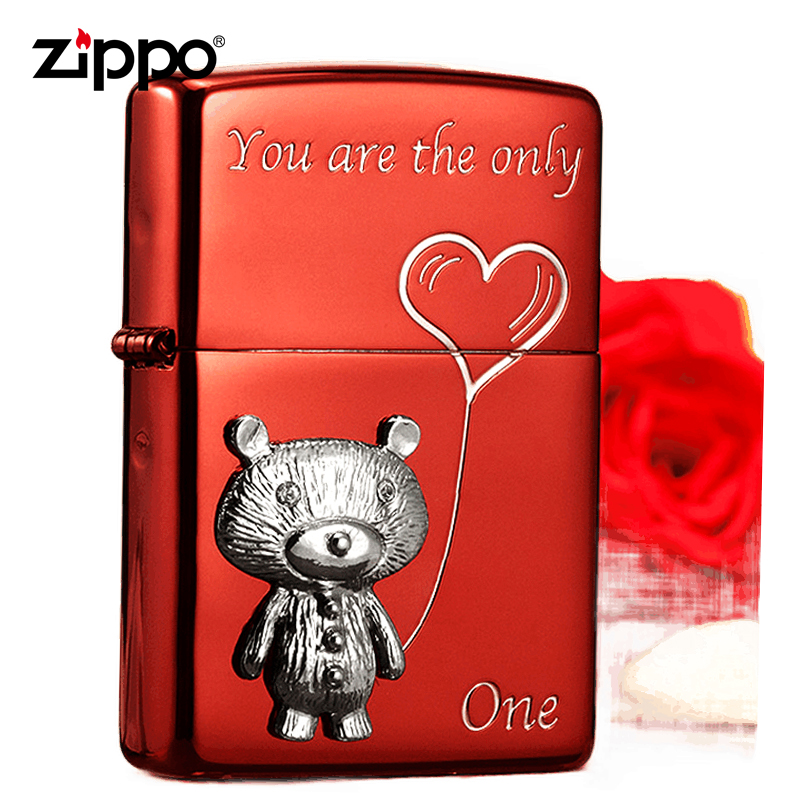 zippo original genuine kerosene lighter Japanese version silver gold bear red love bear for boyfriend limited