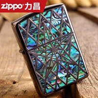 zippo Оригинальная ветрозащитная зажигалка, двусторонная креативная инкрустация камня