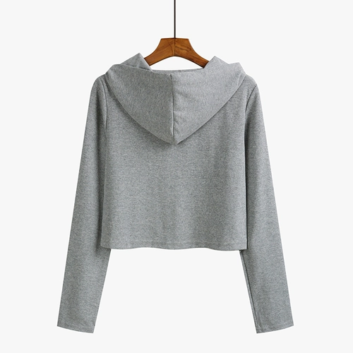 Весенняя осенняя тонкая короткая толстовка с капюшоном с молнией, куртка, 2025 года, в корейском стиле, высокая талия