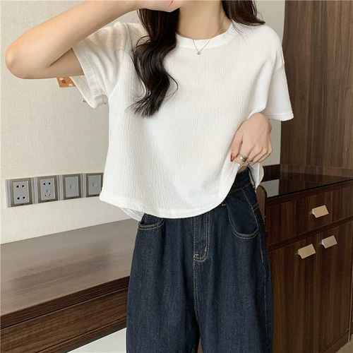 Летняя короткая футболка с коротким рукавом для школьников, 2025 года, в корейском стиле