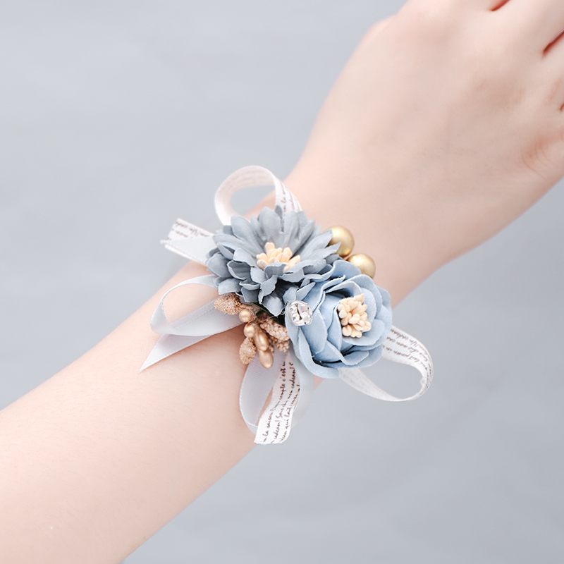 Wedding creative Sen system wrist flower bridesmaid group super immortal beautiful flower sister hand flower bracelet girlfriend wedding supplies