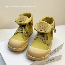 Enfants Bottes 2024 Spring Autumn New Boy Canvas Martin Boots Girl Soft Bottom Small Yellow Boots Baby Shoes Breathable