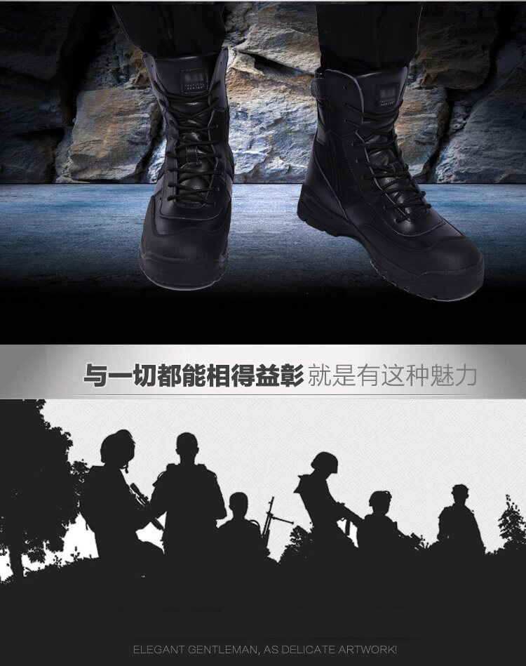 Bottes militaires pour homme en cuir - Ref 1402082 Image 14