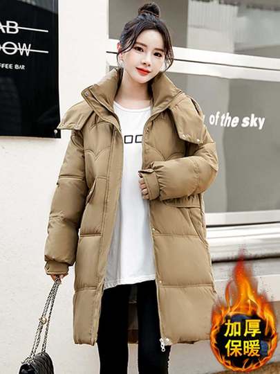 Winter Mid-Length Jiujiang down Cotton Coat 2025 New High-End European Style Women's Thick Hooded Cotton Jacket