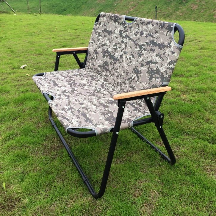 Self-driving tour outdoor aluminum tube folding chair aluminum alloy couple outdoor leisure chair double beach comfortable back chair