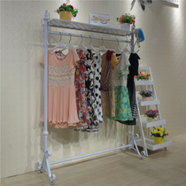 Wrought iron bedroom floor-to-ceiling clothes rack simple hanger rack clothing store clothing display rack shoe bag rack