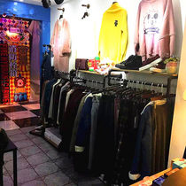 Wrought Iron Wall Wall solid wooden board clothing hanger display rack shelf Wall shoes bag display rack