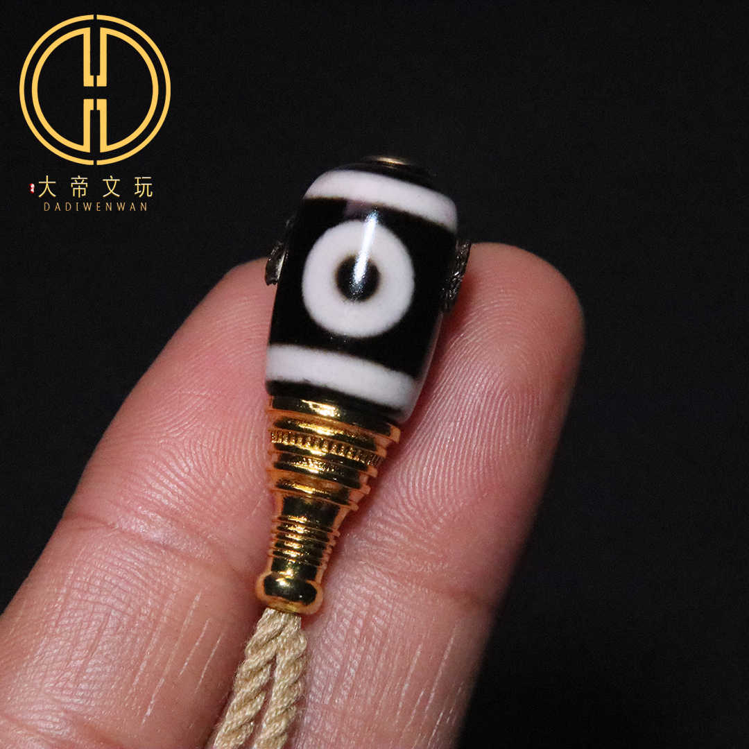 御幸天珠 B04254 双亀寿天珠 二眼天珠 26x19mm 老夫婦の亀
