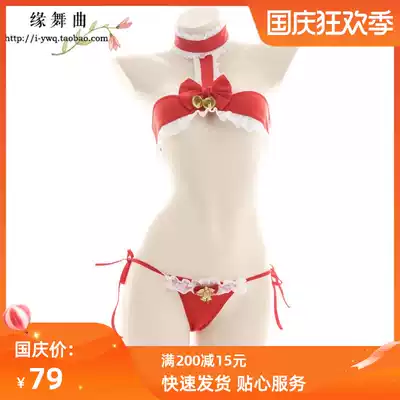 Little Bell Christmas three-point two-piece bikini Christmas Eve date Valentine's Day gift cute sister private swimsuit