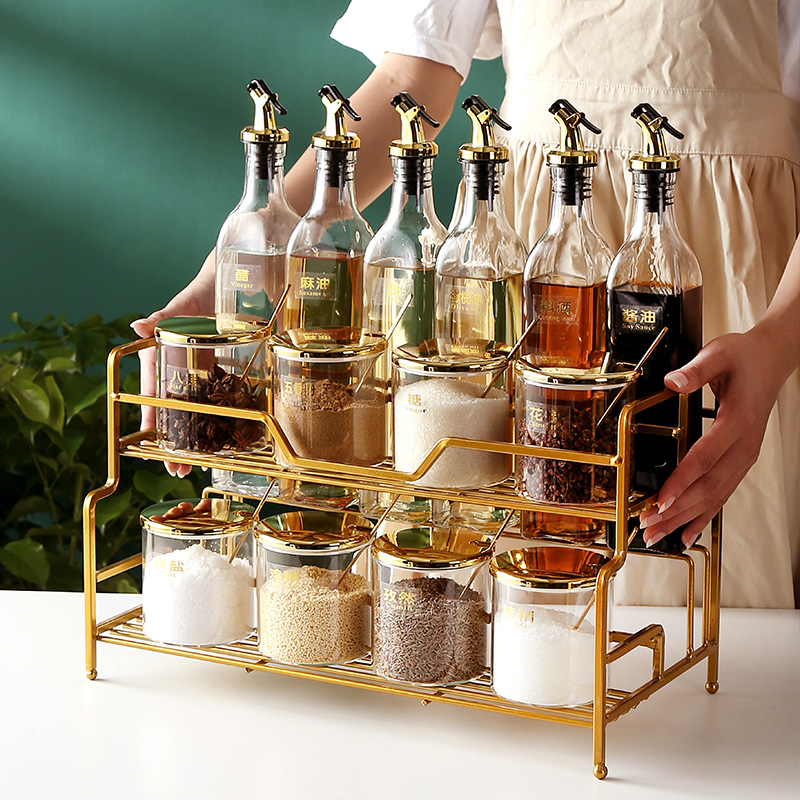 High face value Kitchen Seasoning Box Nordic Light Lavish Glass Seasoned Jar Sauce Bottle home Oil salt sauce Vinegar Composition Suit