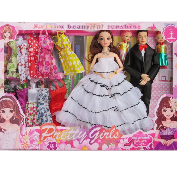 Shanmei Barbie Family Set Nam và Nữ Cặp đôi Bạn bè Công chúa Búp bê Trang trí đám cưới Đồ chơi cô gái - Búp bê / Phụ kiện