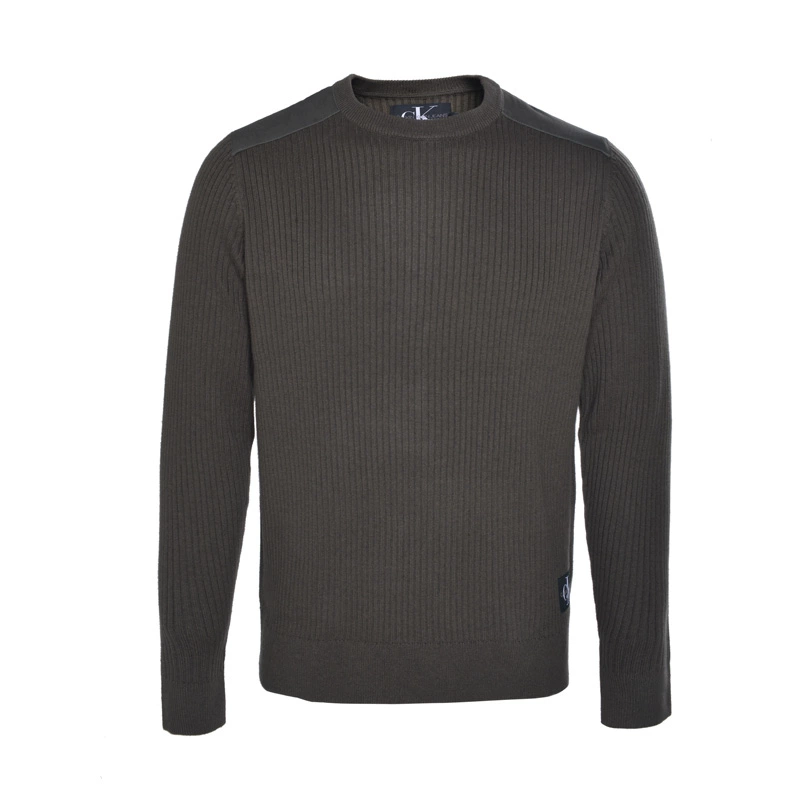 Áo len len nam Calvin Klein nam CK mùa xuân mới họa tiết thẳng đứng áo len cổ tròn màu - Hàng dệt kim