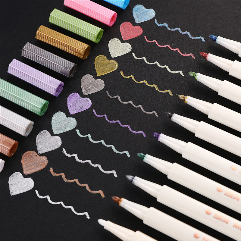 sta STA metal pen diy album special color shiny pearlescent paint pen High gloss pen gold watercolor white