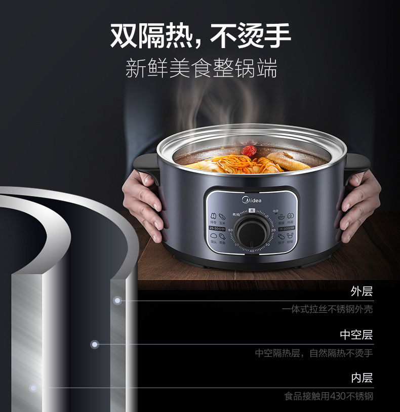 美的多功能电蒸锅 三层 10L 图12