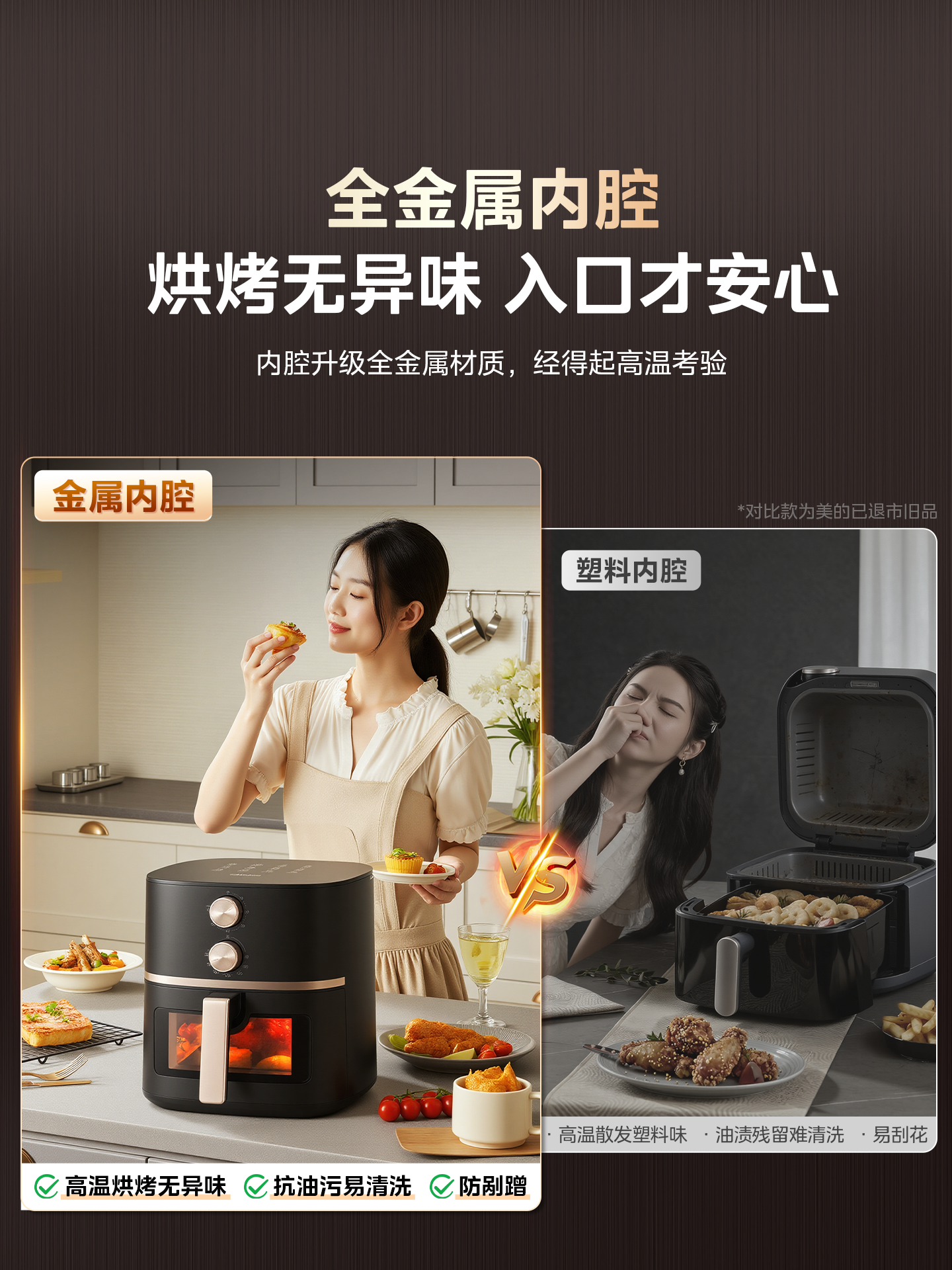 Midea Air Fryer for Home Use, Visible 5.3L Large Capacity Metal Oven Integrated Electric Oven Air Fryer