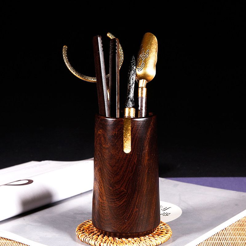 Yixing Purple Sand Pot Tea Tea Teapot Tea Duct Accessories Tea Spoon Black Sandalwood Tea Road Cylinder Six Gentlemen